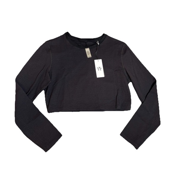 GIGI C Tops - New Gigi C Isabella Snake Textured Pullover Crop Top Sweatshirt‎ XLarge Black